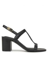 Tommy Hilfiger Sandały Leather Block Heel Sandal FW0FW08532 Czarny. Czarne sandały damskie Tommy Hilfiger, bez wzorów, ze skóry, bez obcasa, na słupku. Za 529.99 zł.