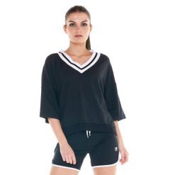 Bluza lekki na co dzień na siłownię. Czarne bluzy bez kaptura damskie LEONE 1947 APPAREL, z bawełny. W wyprzedaży za 136.83 zł.