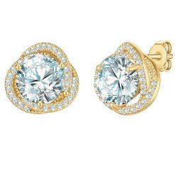 Yokoamii Kolczyki z pozlacanego mosiadzu z cyrkonia 1 ct Damski. Białe kolczyki damskie Yokoamii, z cyrkonią, pozłacane, na sztyftcie. Za 149.99 zł.