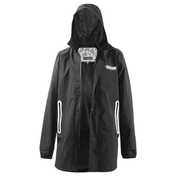 ROCKBROS Wodoodporny płaszcz przeciwdeszczowy. Czarne płaszcze damskie ROCKBROS, l, bez wzorów, z materiału, sportowe. Za 259.60 zł.