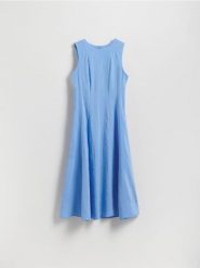 Sukienka midi z modalem - niebieski. Niebieskie sukienki damskie Reserved, l, bez wzorów, z tkaniny, bez kołnierzyka, bez ramiączek, midi. Za 149.99 zł.