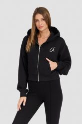 CALVIN KLEIN Czarna damska rozpinana bluza z kapturem. Czarne bluzy z kapturem damskie CALVIN KLEIN, m, z bawełny. W wyprzedaży za 299.99 zł.