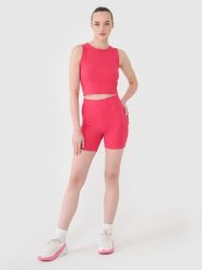 4F Legginsy krótkie dzianinowe damskie - różowe L. Czerwone legginsy damskie 4f, l, bez wzorów, z bawełny. W wyprzedaży za 39.99 zł.
