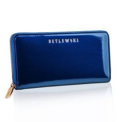Portfel damski BETLEWSKI ZBPD-BS-5297 niebieski. Niebieskie portfele damskie Betlewski, bez wzorów, z lakierowanej skóry. Za 139.99 zł.
