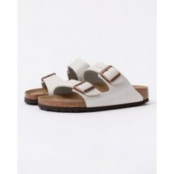 Klapki Birkenstock Arizona Birko Flor Damskie. Szare klapki damskie Birkenstock, bez wzorów, z materiału, bez obcasa. Za 504.40 zł.