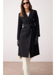 Trendyol Płaszcz przejściowy w kolorze czarnym rozmiar: 42. Czarne płaszcze damskie Trendyol, bez wzorów, z tkaniny. Za 100.99 zł.