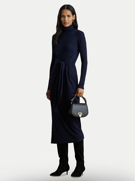 LAUREN RALPH LAUREN Sukienka dzianinowa 200980028001 Granatowy Slim Fit. Niebieskie sukienki damskie Lauren Ralph Lauren, xl, bez wzorów, z dzianiny, bez kołnierzyka, bez ramiączek. Za 839.99 zł.