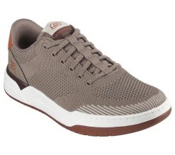 Buty sportowe męskie Skechers Corliss Dorset. Brązowe buty sportowe na co dzień męskie Skechers, z materiału, bez zapięcia, trekkingowe. Za 390.00 zł.