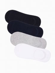 Skarpety męskie stopki 4-pak - mix kolorów OM-SOSS-0104 - one size. Szare skarpetki męskie Ombre Clothing, bez wzorów, z bawełny. W wyprzedaży za 19.99 zł.