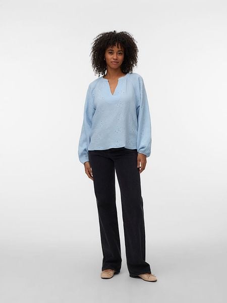 Vero Moda Bluzka w kolorze błękitnym rozmiar: XS. Niebieskie bluzki damskie Vero Moda, xs, bez wzorów, z bawełny, bez kołnierzyka, bez ramiączek. Za 66.47 zł.