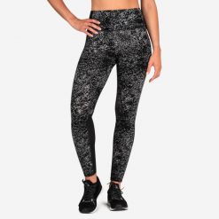 Legginsy fitness damskie Domyos. Czarne legginsy damskie DOMYOS, l, bez wzorów, z materiału, z podwyższonym stanem, na fitness i siłownię. Za 99.99 zł.