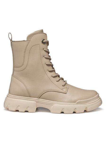 Geox Kozaki J Junette J56HVB 000BC C5000 D Beżowy. Brązowe kozaki dziewczęce Geox, bez wzorów, ze skóry, bez obcasa. Za 249.99 zł.