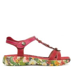 Sandały Laura Vita. Czerwone sandały damskie Laura Vita, bez wzorów, bez obcasa, na płaskiej podeszwie. Za 399.99 zł.