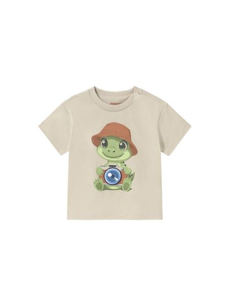 Mayoral T-Shirt 1016 Beżowy Regular Fit. Brązowe t-shirty chłopięce Mayoral, bez wzorów, z bawełny, bez ramiączek. Za 74.99 zł.