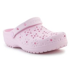 Klapki Crocs Classic Floral Cut Out Clog 210927-6ZW różowe. Czerwone klapki damskie bez wzorów, bez obcasa. Za 360.01 zł.