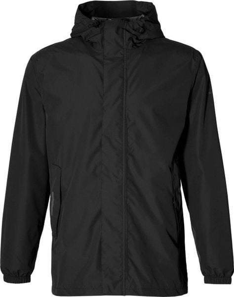 Rowerowa kurtka przeciwdeszczowa Hoga unisex, kruczoczarna. Czarne kurtki damskie BASIL, m, bez wzorów, z materiału, bez kaptura. Za 419.90 zł.