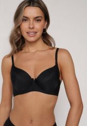 Czarny Klasyczny Biustonosz o Gładkim Wykończeniu Lamisa. Czarne biustonosze Born2be, bez wzorów. Za 24.99 zł.