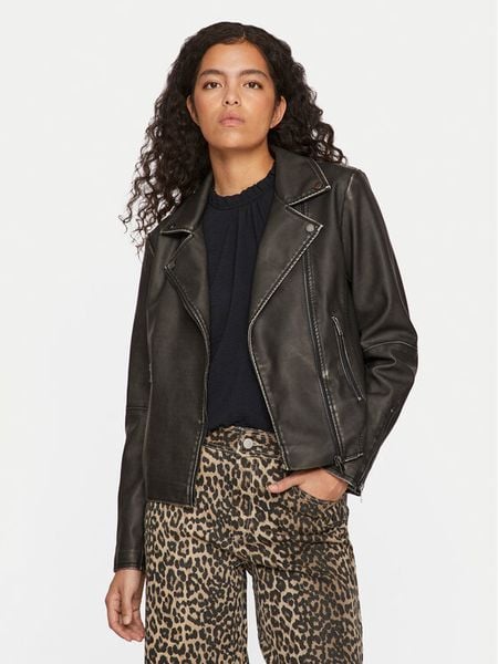 Vila Kurtka z imitacji skóry Cara 14098830 Czarny Regular Fit. Czarne kurtki damskie Vila, s, bez wzorów, ze skóry, bez kaptura. Za 209.99 zł.