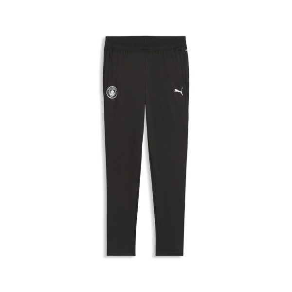 Damskie spodnie treningowe Manchester City PUMA. Czarne spodnie materiałowe damskie Puma, bez wzorów, z materiału. Za 199.00 zł.