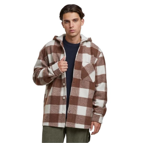 Kurtka Z Kapturem Męska W Kratkę. Brązowe kurtki męskie Urban Classics, m, bez wzorów, z kapturem. Za 256.99 zł.