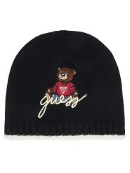 Guess Czapka H4BZ09 Z2QP0 Czarny. Czarne czapki dziecięce Guess, na zimę, z aplikacjami, z wiskozy. Za 114.99 zł.