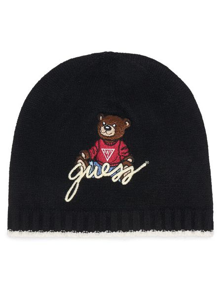 Guess Czapka H4BZ09 Z2QP0 Czarny. Czarne czapki dziecięce Guess, na zimę, z aplikacjami, z wiskozy. Za 114.99 zł.