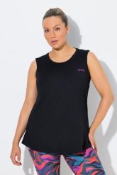 Damskie Top zintegrowany biustonosz trapezowy krój okrągły dekolt bez rękawów. Czarne biustonosze Ulla Popken, bez wzorów, z elastanu. Za 199.99 zł.