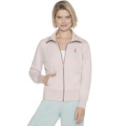 Bluza dresowa sportowa damska The Hoodless Hoodie Diamond Jacket. Czerwone bluzy bez kaptura damskie Skechers, s, z bawełny. Za 199.99 zł.