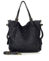 Miejska torebka skórzana z regulowanymi rączkami shopper vintage leather - MARCO MAZZINI czarny. Czarne shopper bag damskie bez wzorów, ze skóry, duże, bez dodatków. Za 659.00 zł.