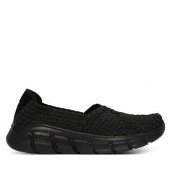 Baleriny Skechers. Czarne baleriny damskie Skechers, bez wzorów, bez obcasa. Za 249.99 zł.