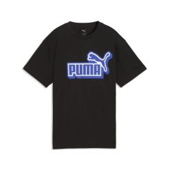 Młodzieżowa koszulka o luźnym kroju Essentials Logo Lab z grafiką PUMA. Czarna bluzki damskie Puma, m, bez wzorów, eleganckie, bez kołnierzyka, bez ramiączek. Za 89.00 zł.