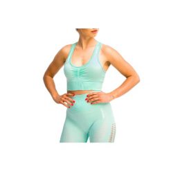 Biustonosz sportowy damski GymHero California Cute Bra. Zielone biustonosze sportowe damskie Gym Hero, bez wzorów, z elastanu. Za 79.99 zł.