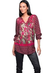 Heine Bluzka w kolorze różowym rozmiar: 50. Różowe bluzki damskie Heine, bez wzorów, z wiskozy, bez kołnierzyka, bez ramiączek. Za 69.99 zł.