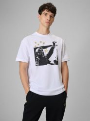 4F T-shirt regular z nadrukiem uniseks 4F x Bartosz Zmarzlik - biały M. Białe t-shirty męskie 4f, m, bez wzorów, z bawełny, bez kołnierzyka. W wyprzedaży za 69.99 zł.