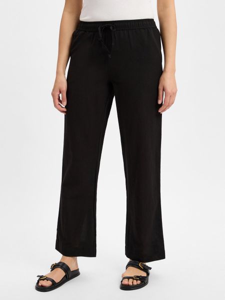 Neo Noir Lniane spodnie - Sonar Linen Kobiety Bawełna czarny, 36. Czarne spodnie materiałowe damskie Neo Noir, bez wzorów, z bawełny. Za 299.95 zł.