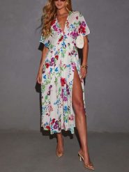 Milan Kiss Sukienka w kolorze biało-zielono-niebieskim rozmiar: S. Białe sukienki damskie Milan Kiss, s, bez wzorów, z wiskozy, bez kołnierzyka, bez ramiączek, maxi. Za 174.43 zł.