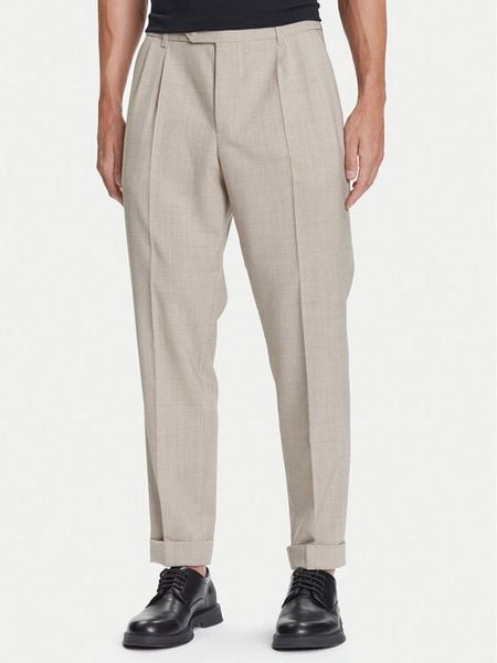 BOSS Spodnie materiałowe C-Perin-DPL 50545822 Beżowy Tapered Fit. Brązowe spodnie materiałowe męskie Boss, bez wzorów, z materiału. Za 549.99 zł.