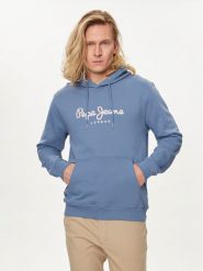 Pepe Jeans Bluza Saul PM582695 Niebieski Regular Fit. Niebieskie bluzy bez kaptura męskie Pepe Jeans, m, z bawełny. Za 229.99 zł.