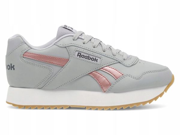 Buty Damskie Reebok Glide Ripple Sportowe Skórzane. Szare buty sportowe na co dzień damskie Reebok, bez wzorów, z gumy, trekkingowe. Za 333.00 zł.
