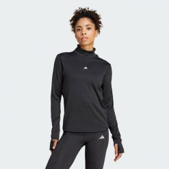 Koszulka TECHFIT COLD.RDY Funnel Neck Long Sleeve. Czarne bluzki sportowe damskie Adidas, xs, bez wzorów, z materiału, bez ramiączek. Za 279.00 zł.