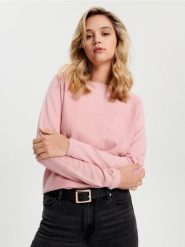 Sweter - różowy. Czerwone swetry klasyczne damskie Sinsay, l, bez kołnierzyka. Za 49.99 zł.