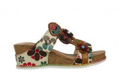 Klapki Laura Vita Bonito 224 Beige 202027, Wielokolorowy, Skóra naturalna - 38. Brązowe klapki damskie Laura Vita, z aplikacjami, z materiału, bez obcasa, na koturnie. W wyprzedaży za 206.10 zł.