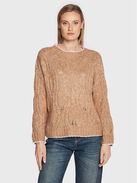 Liu Jo Sweter WF2510 MA05N Beżowy Regular Fit. Brązowe swetry klasyczne damskie Liu Jo, s, z syntetyku, bez kołnierzyka. Za 389.99 zł.