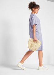 Sukienka shirtowa oversized (2 szt.), z czystej bawełny. Czarne sukienki damskie bonprix, bez wzorów, z bawełny, bez kołnierzyka, bez ramiączek. Za 77.99 zł.
