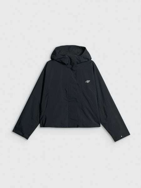 4F Kurtka przejściowa damska - czarna L. Czarne kurtki damskie 4f, l, bez wzorów, z materiału, bez kaptura. Za 349.99 zł.