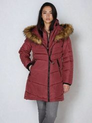 CANADA weather gear Płaszcz zimowy w kolorze jagodowym rozmiar: L. Czerwone płaszcze damskie CANADA weather gear, na zimę, l, bez wzorów, z puchu. Za 274.10 zł.