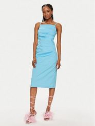 Marella Sukienka letnia Roxs 2413221382 Niebieski Slim Fit. Niebieskie sukienki damskie Marella, na lato, bez wzorów, z bawełny, bez kołnierzyka, bez ramiączek. Za 1,189.00 zł.