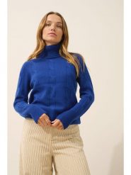 Just Cashmere Kaszmirowy golf "Estelle" w kolorze niebieskim rozmiar: XL. Niebieskie golfy damskie Just Cashmere, xl, bez wzorów, z kaszmiru, bez ramiączek. Za 483.17 zł.