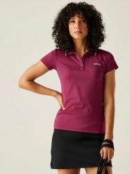 Regatta Funkcyjna koszulka polo "Maverick V" w kolorze jagodowym rozmiar: 40. Czerwone bluzki sportowe damskie Regatta, z materiału, bez kołnierzyka, bez ramiączek. Za 52.17 zł.