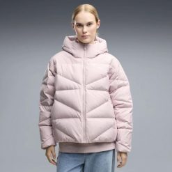 Damska kurtka puchowa z kapturem PUMA. Czarne kurtki damskie Puma, l, bez wzorów, z materiału, z kapturem. Za 929.00 zł.